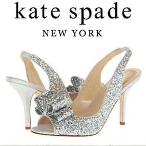 KATE SPADE Charm Bow Glitter Slingbacks